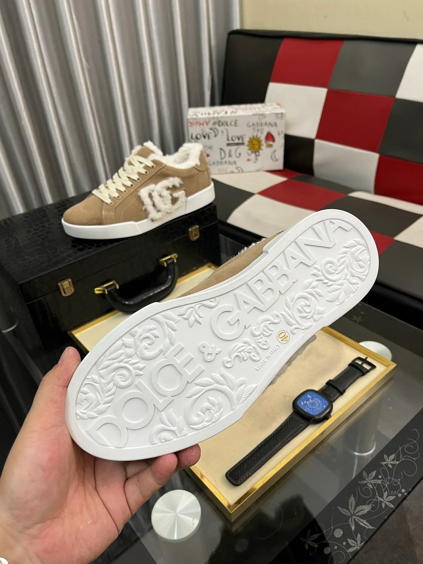 Men's men's shoes💰420⌚️⌚️New DG Dolce & Gabbana high-end couple's sports and casual shoes, imported cowhide, multiple material splicing design➕Imported cowhide lining, cowhide feet➕original TPR elastic outsole. Size: 35-46
